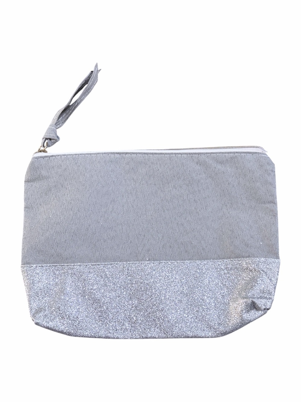 NWT Gray Silver Glitter Small Makeup Bag